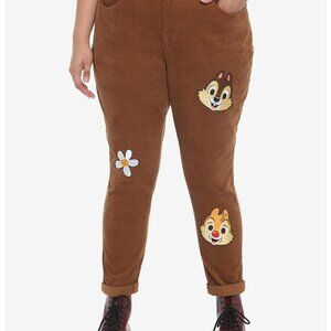 🎊Disney’s Chip n Dale embroidered corduroy mom pants